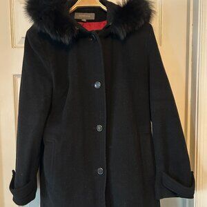 VINTAGE Liz Claiborne Collection Wool & SILK Coat w/ GENUINE FUR Trim